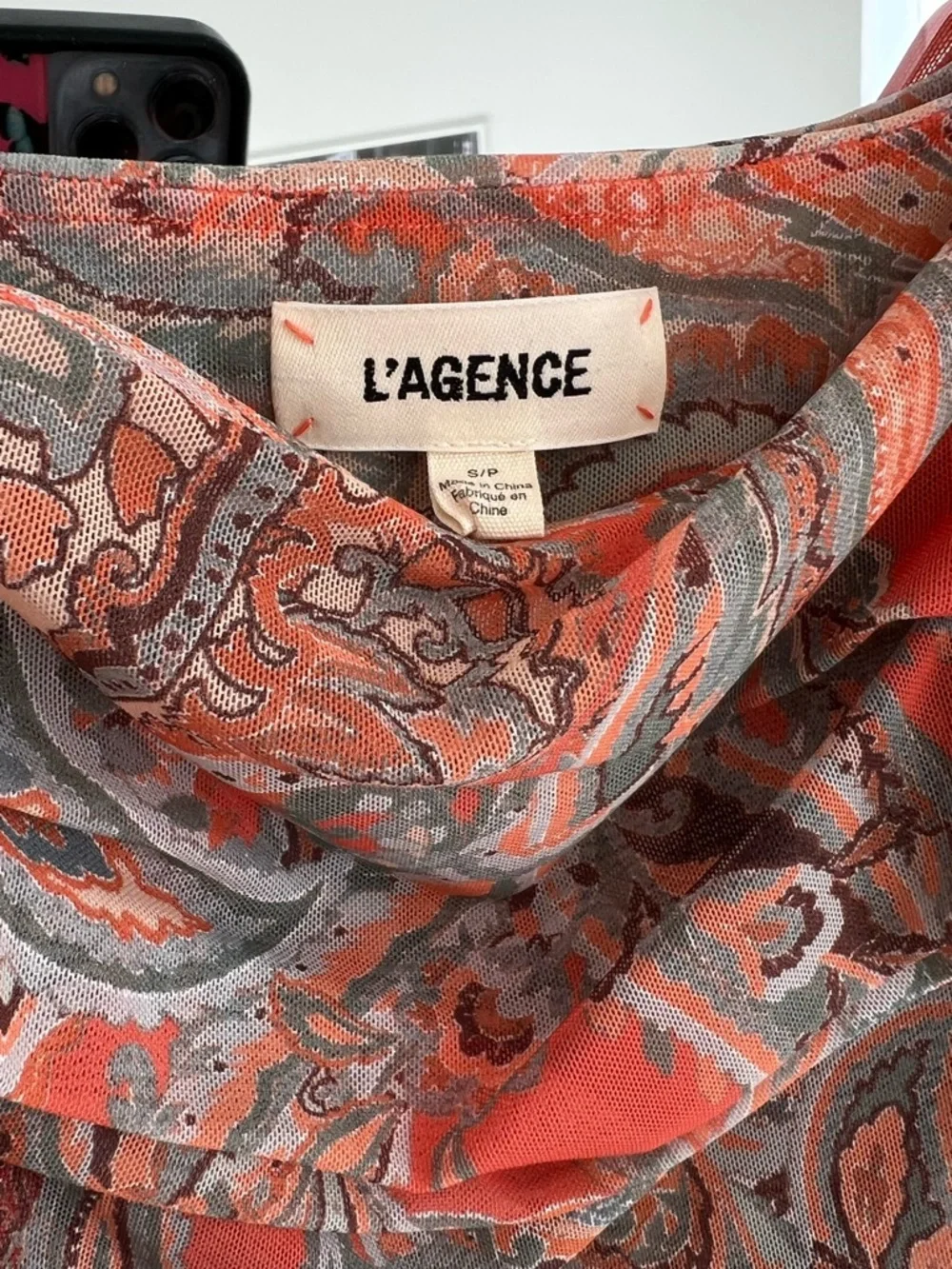 L'AGENCE Rasha Paisley Ruched Mesh Tank - Picture 5 of 9